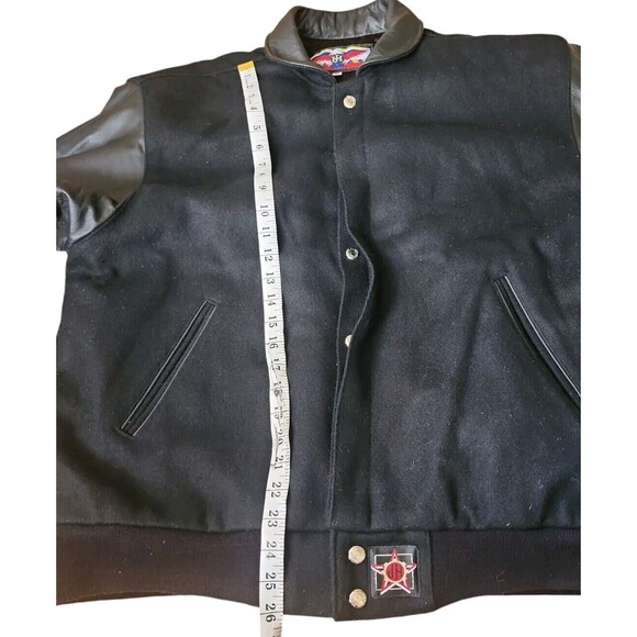 Vintage Jeff Hamilton Bomber Jacket Men's Size M Wool And Leather Black Classic - Picture 8 of 11